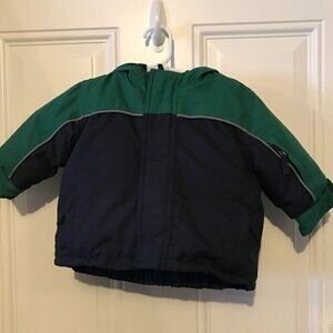 Baby GAP 3-6 month Green and navy  Super fluffy/puffy winter coat, snow, ski